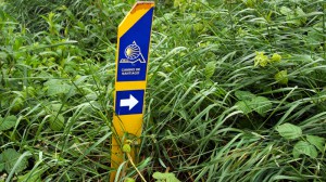 Wegzeichen des baskischen Jakobswegs 