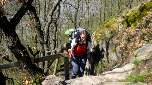 Beate Steger auf dem Rheinsteig 
