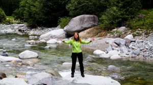 Beate Steger am Zusammenfluss Vorder- und Mittlerer Rhein 