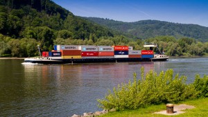 Containerschiff auf dem Mittelrhein 