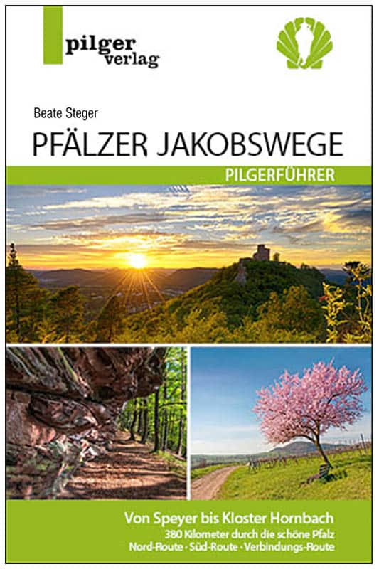 Cover des Pilgerführers Pfälzer Jakobswege mit drei Bildern